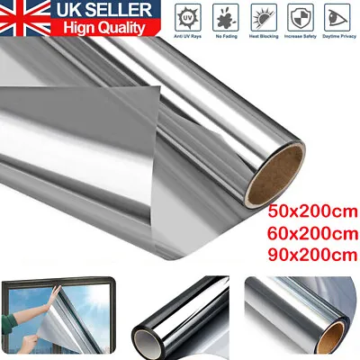 One Way Mirror Reflective Window Film Home Privacy Solar Tint Foil Glass Sticker • £11.69