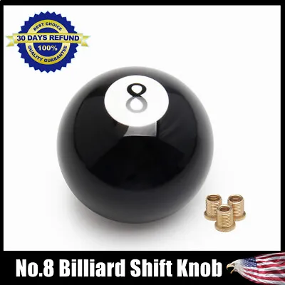 🎱Universal No.8 Billiard Ball Gear Shifter Black Round Shift Knob W/ 3 Adapters • $10.99
