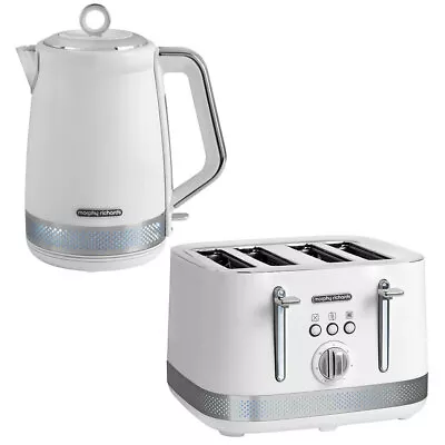 2x Morphy Richards Illumination Electric Kettle 1.7 L & 4 Slice Bread Toaster WH • $149