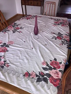 Vintage 50s Spring Summer Rose Tablecloth 54 X 62 • $24.99