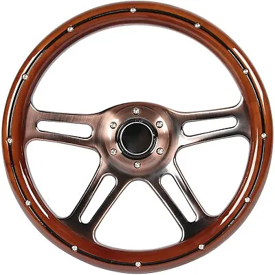 14  Classic Nostalgia Wood Grain Steering Wheel Slot 4 Spoke Mahogany Wood Grip • $99.99