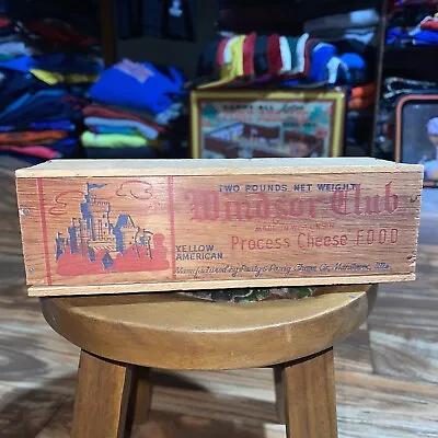 Vintage Windsor Club Pauly Cheese Green Bay WI Advertising Wood Box 2LB WITH TOP • $12.50