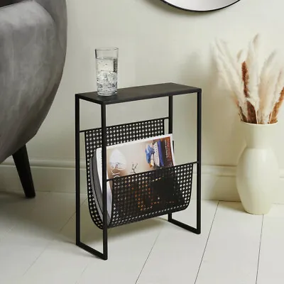 £33.99 • Buy NEW Black Metal Lamp Side Coffee End Table With Magazine Rack Storage Table