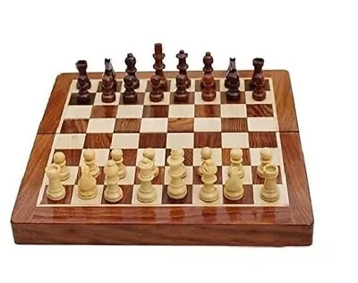 Wooden Handcrafted Foldable Magnetic Chess Board Set With Magnetic Pieces USA • $19.99