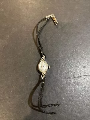 $185 • Buy Vtg Ladies Bulova 14k White Gold & Diamond Art Deco Watch, Runs Great!