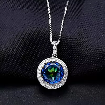 4.79Ct Natural Mystic Quartz Gemstone Solid 925 Sterling Silver Pendant Necklace • $53.99