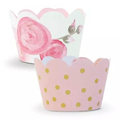 Pink Blush And Gold Party Cupcake Wrappers 1st Birthday Fairy Princess Birt... • $20.90