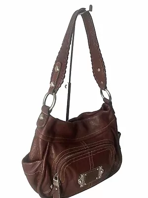 B Makowsky Brown Leather Hobo Shoulder Bag • $54.99