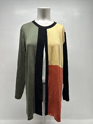 Exclusively Misook Cardigan Sweater Open Front Acrylic Knit Color Block L Large • $35