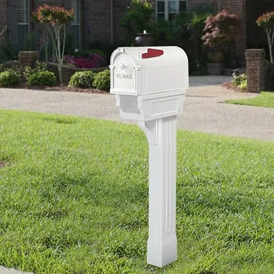 Mailbox Post Mount Mail Box Weather Resistant Outdoor Plastic Durable White • $54.74