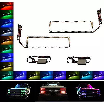 89-99 Chevy GMC Truck Color Changing LED RGB Lower Headlight Halo Rings Pair • $79.95