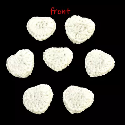 Crocheted Fabric White HEART Buttons Lot Of 7 Handmade Handcrafted Vintage • $5.88