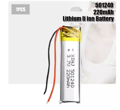 220mAh 3.7V Lithium Polymer Li-Po Li Ion Rechargeable Battery 501240 MP4 MP5 (L) • £6.49
