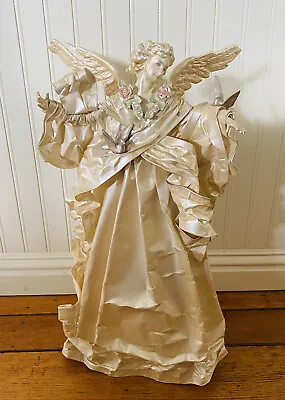 Vintage 1990s Angel Tree Topper 17” Pearlized Ivory Christmas Papier-Mâché Dove • $9.95