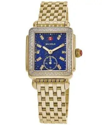 New Michele Deco Diamond Blue Dial Diamond Gold Women's Watch MWW06V000126 • $1924.17