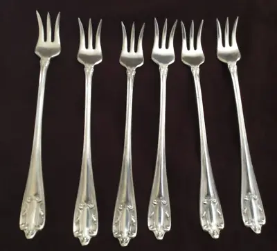 American SP Co XX • Set Of 6 Seafood Forks • Nydia/Adonis • 1919 • No Mono • EXC • $24.95