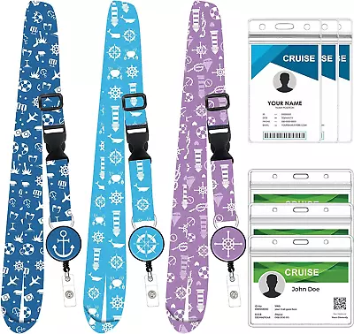 3 Pack Retractable Cruise Lanyard Adjustable Cruise Ship Lanyard With Id Badge • $23.01