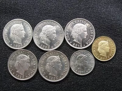 7 Old World Coin Lot SWITZERLAND Assorted Rappen 1971-2012  Lady Libertas  (31) • $1.96