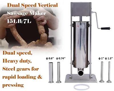 Dual Speed Vertical Sausage Stuffer 15lb Sausage Maker Stainlbess Steel 4 Size • $189.99