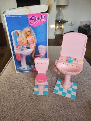 £23.95 • Buy Vintage Sindy Doll 1991 Pink Shell Vanity Wash Basin Mirror Set With Box
