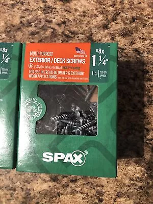 $17.50 • Buy Spax Multi-Purpose Ext/Deck Screws #8x 1  1/4  (T-20) App: 230 Screws Per Box