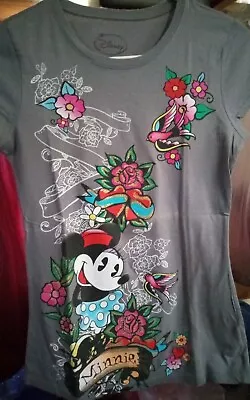 Minnie Mouse Disney Vintage Ed Hardy Style Pin-up Banner Rockabilly Shirt M • $13