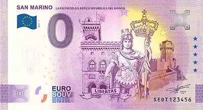 €0 Zero Euro Souvenir Official Note Italy 2021 - San Marino • £3.16