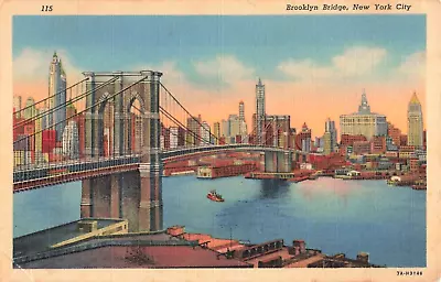 Vintage Postcard Brooklyn Bridge New York City NY* • $0.89