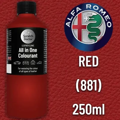 Leather Paint ALFA ROMEO Car Seat RED 881 All In One 250ml Dye For Repairing • £16.95