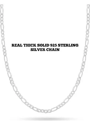 Real Sterling Silver Mens Boys Figaro Solid Chain Thick 3.5mm Necklace 925 Italy • $15.99