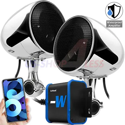 Waterproof Bluetooth Motorcycle Amplifier Stereo Speaker USB Radio System Harley • $64.79