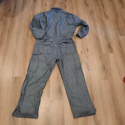 Key Deluxe Mens Fischer Striped Sz Lg Coveralls 995.18 Zipper Ankle Chest 44 Vtg • $25.41