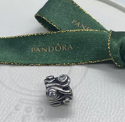 $25 • Buy Pandora Sterling Silver Retired Ocean Wave Charm With CZ 790369CZ Authentic Ale