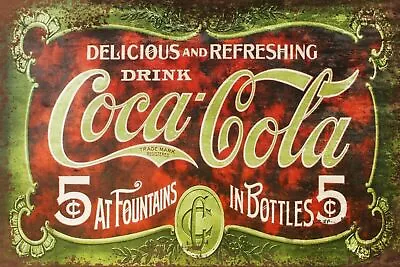 Coca Cola Red And Green Advert Vintage Retro Style Metal Sign Bar Pub Manshed • £3.49