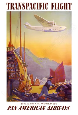 Pan Am Transpacific Flying Clipper To Asia – Late 1930’s Travel Poster • $19.95