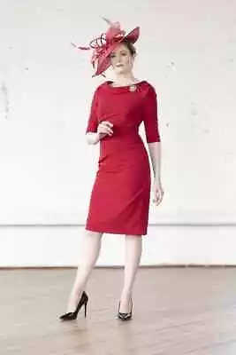£99.99 • Buy John Charles Red Wedding Dress Fitted Brooch 26709 Party Mother Bride 10 38 NEW