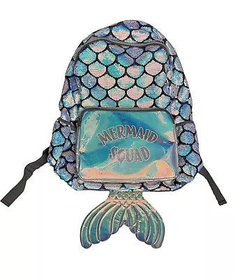 New Justice Iridescent Sequins Mermaid Squad Tail Backpack Regular Size 16” • $35