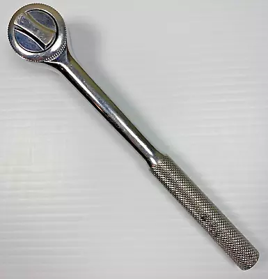 Vintage Unbranded Chrome Reversible RatchetThumb Wheel 3/8  Drive Knurled Handle • $18.95