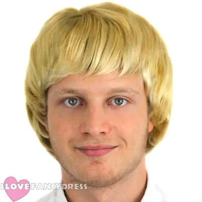 Mens Short Wig Boy Band Adult Male Fancy Dress Costume Accessory 60s 70s 80s 90s • £9.99