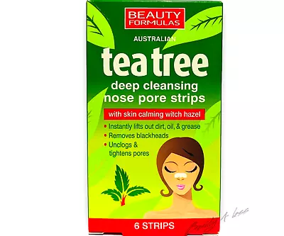 Tea Tree Nose Pore Strips Blackhead Removal Smooth Deep Cleansing Unclog Pores • £0.99