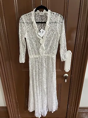 $249 • Buy SCANLAN THEODORE New BNWT $2400 Lace Pleat White Dress Size 6