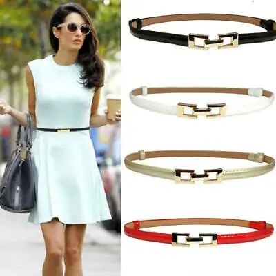 Women's Belt Waist Waistband Ladies Skinny Buckle Stretchable Thin Dress Belt UK • £5.99