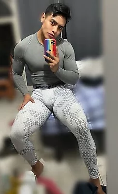 Mens Jock White Gray Spandex Tights Compression Pants XL • $24.05