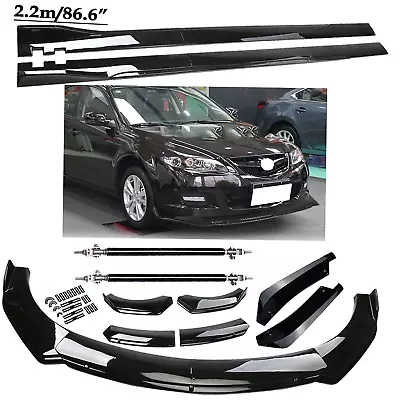 For 2004-21 Mazda Front Bumper Lip Spoiler Kit +86.6  Car Side Skirt Glossy • $99.99