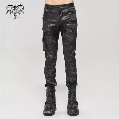 Devil Fashion Men's Punk Motorcycle Racing Cycling Pants Retro Stretch Jeans • $100.99