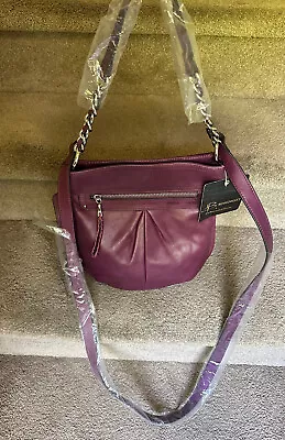 B. Makowsky Purple Leather satchel-shoulder Handbag Chain Accent New With Tags • $59.99