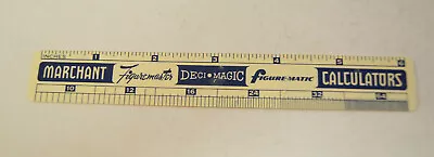 1958 Marchant Calculators 6  White Ruler With Calendar Figuremaster Deci Magic • $6.86