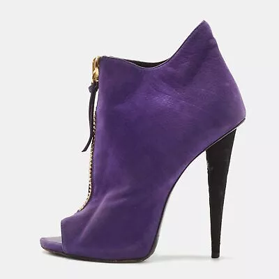 Giuseppe Zanotti Purple Nubuck Leather Ankle Boots Size 38.5 • $136.50
