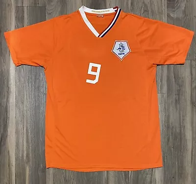 VAN NISTELROOY #9 NETHERLAND Soccer Official Home 2008 Orange XL  Jersey KNVB • $44.99