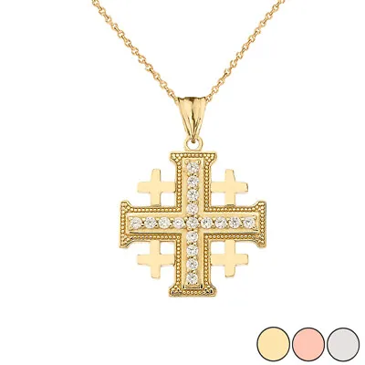 $299.99 • Buy Solid Gold Crusaders Diamond Cross Pendant Necklace